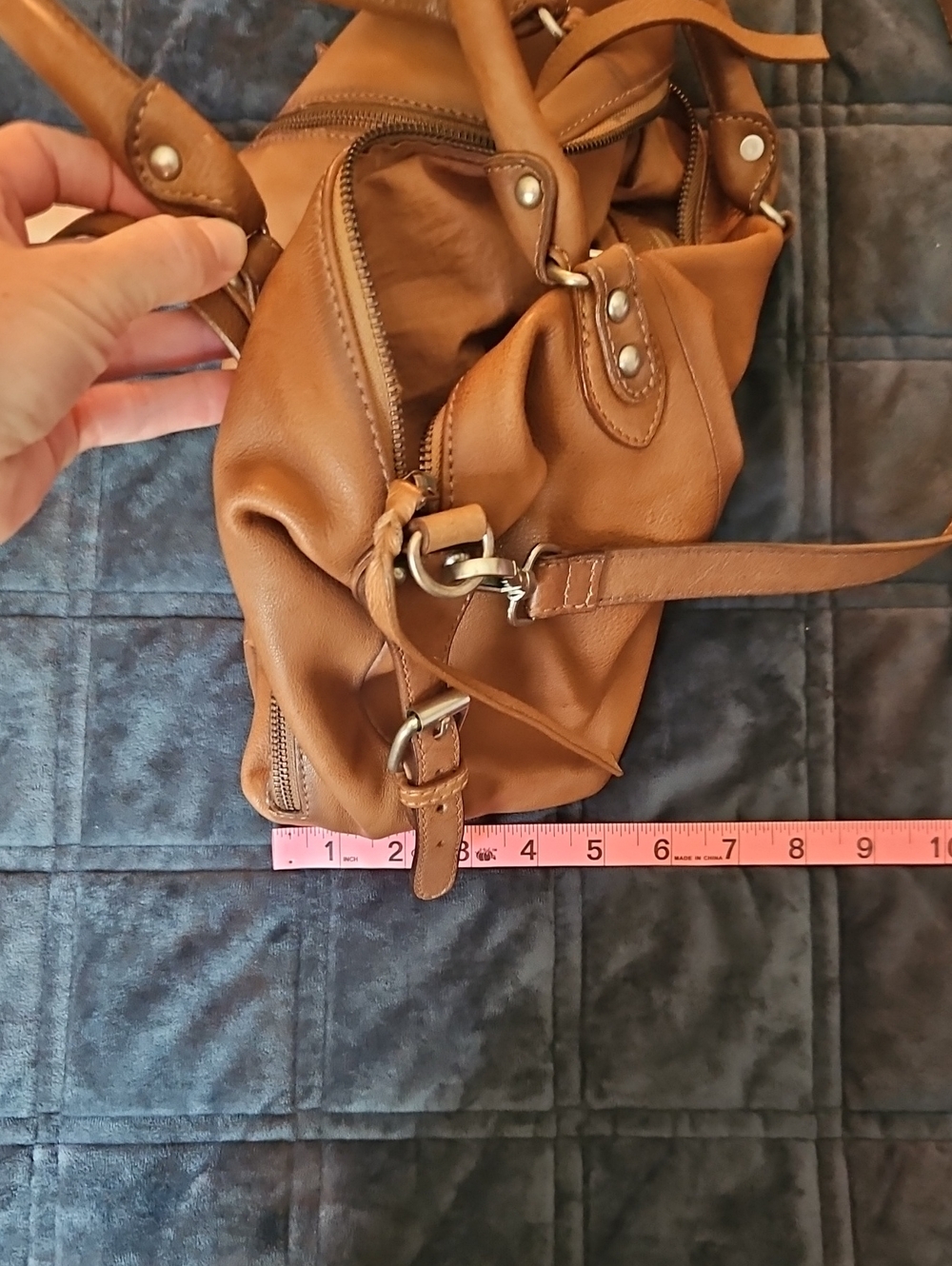 We The Free Baby Emerson Leather Bag | Saddle Brown Crossbody Satchel - Picture 12 of 13